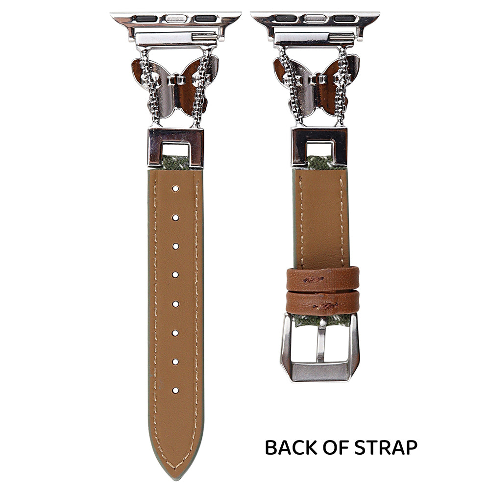 For Apple Watch Series 9 8 7 41mm / SE (2023) SE (2022) SE 6 5 4 40mm / 3 2 1 38mm Watch Band with Butterfly Connectors - Green For Apple Watch Series 9 8 7 41mm / SE (2023) SE (2022) SE 6 5 4 40mm / 3 2 1 38mm Watch Band with Butterfly Connectors - Green